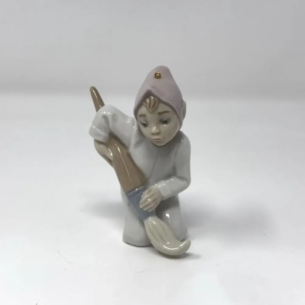 Lladro 5938 Elf with Paintbrush Christmas Ornament Porcelain Figurine